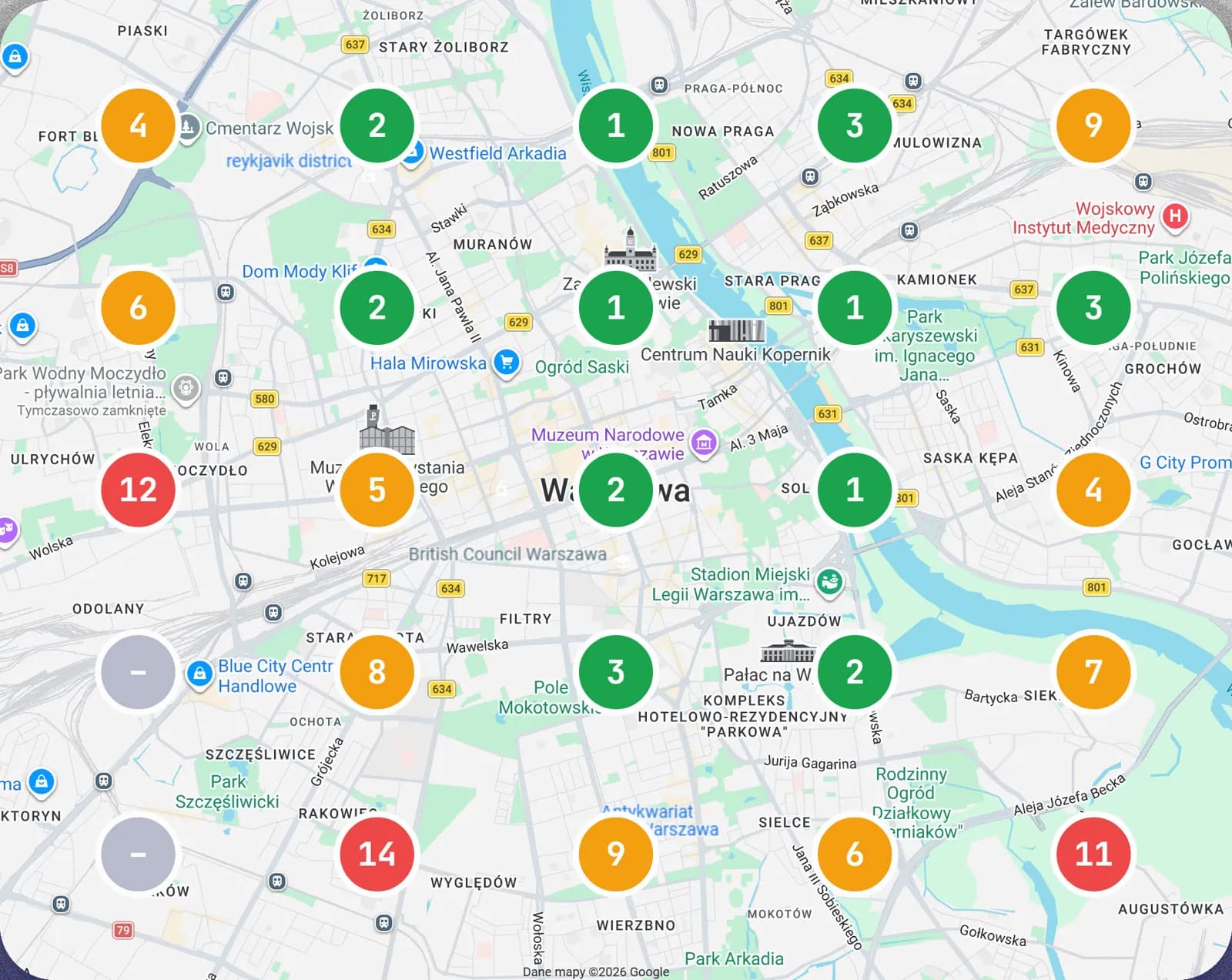 Mapa Warszawy z 25 punktami: w każdym Państwa miejsce w wyszukiwaniu stamtąd